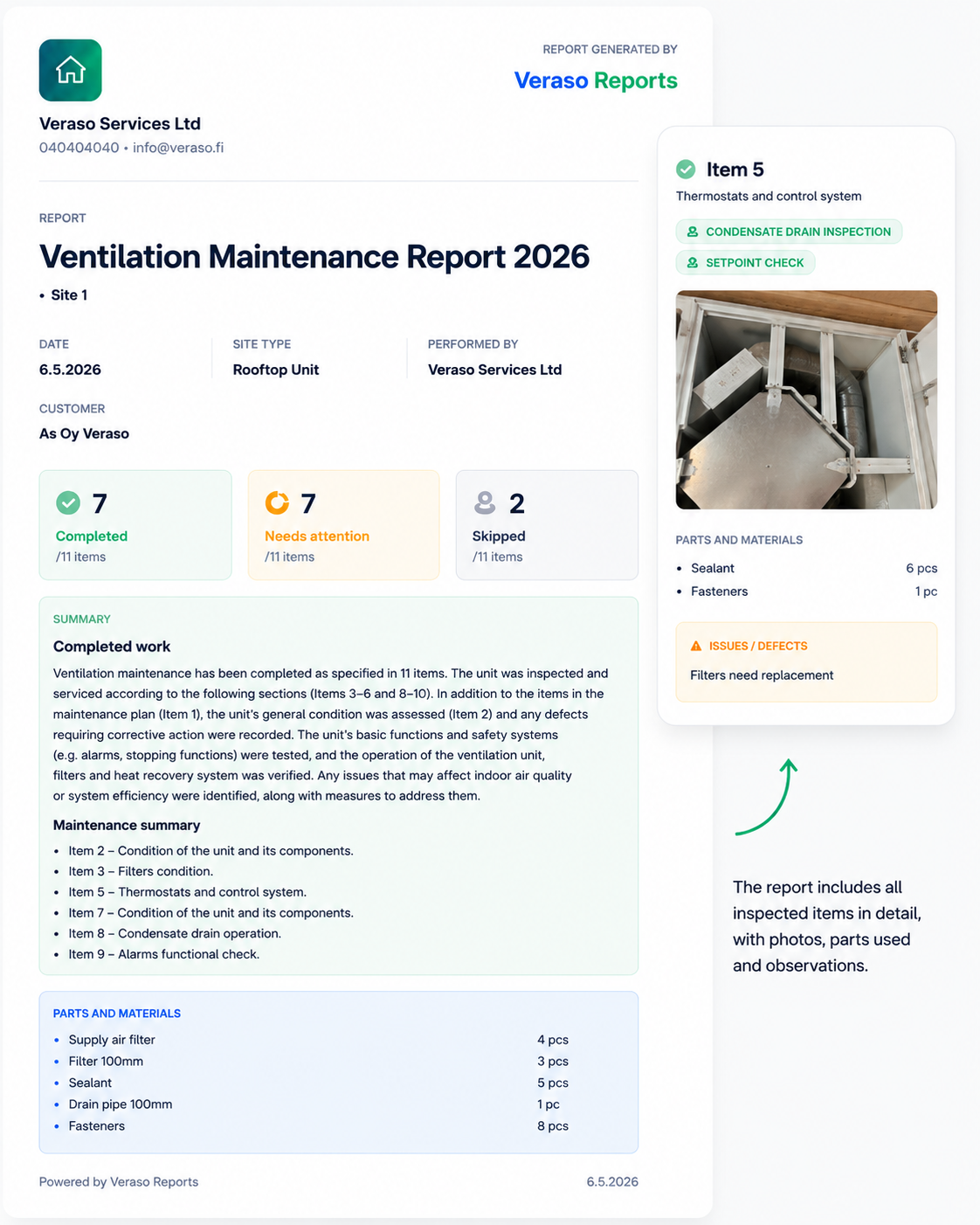 Example Veraso Reports PDF report